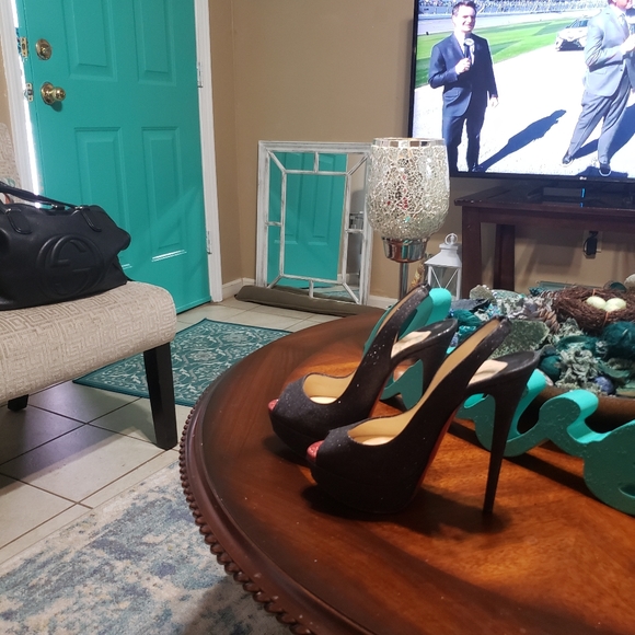 Authentic Christian Louboutin size 37 Black Glitt - Picture 7 of 16